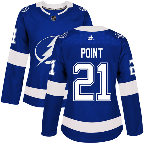 Adidas Lightning #21 Brayden Point Blue Home Authentic Women's Stitched NHL Jersey - Click Image to Close